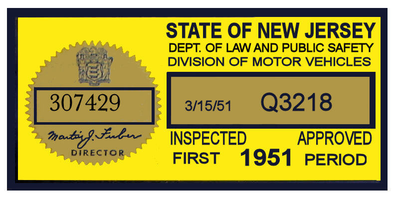 (image for) 1951 New Jersey 1st Period Inspection Sticker